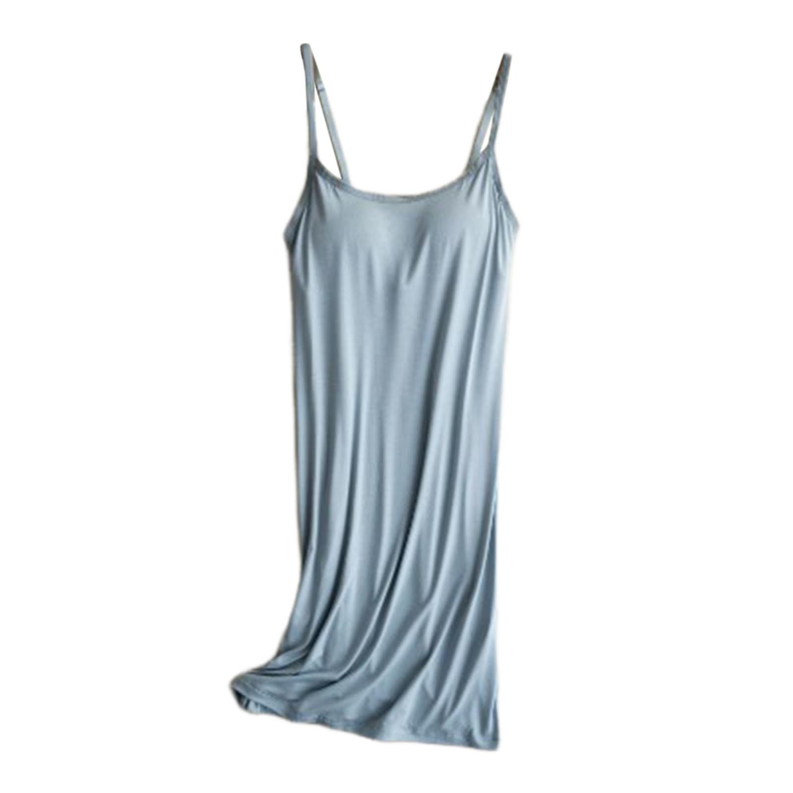 thumbnail image 4 of Camisón sin mangas para mujer: copa con relleno para el pecho, poliéster, vestido largo sexy, tallas M-XXL, espalda nadadora y cuello en V., 4 of 5